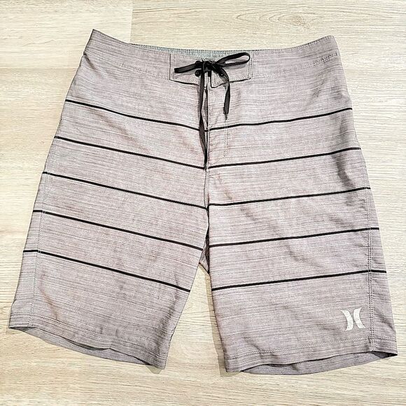 Hurley Grey Stripe Phantom Pinline Boardshorts Swim Board Shorts Size 32 - Picture 6 of 11
